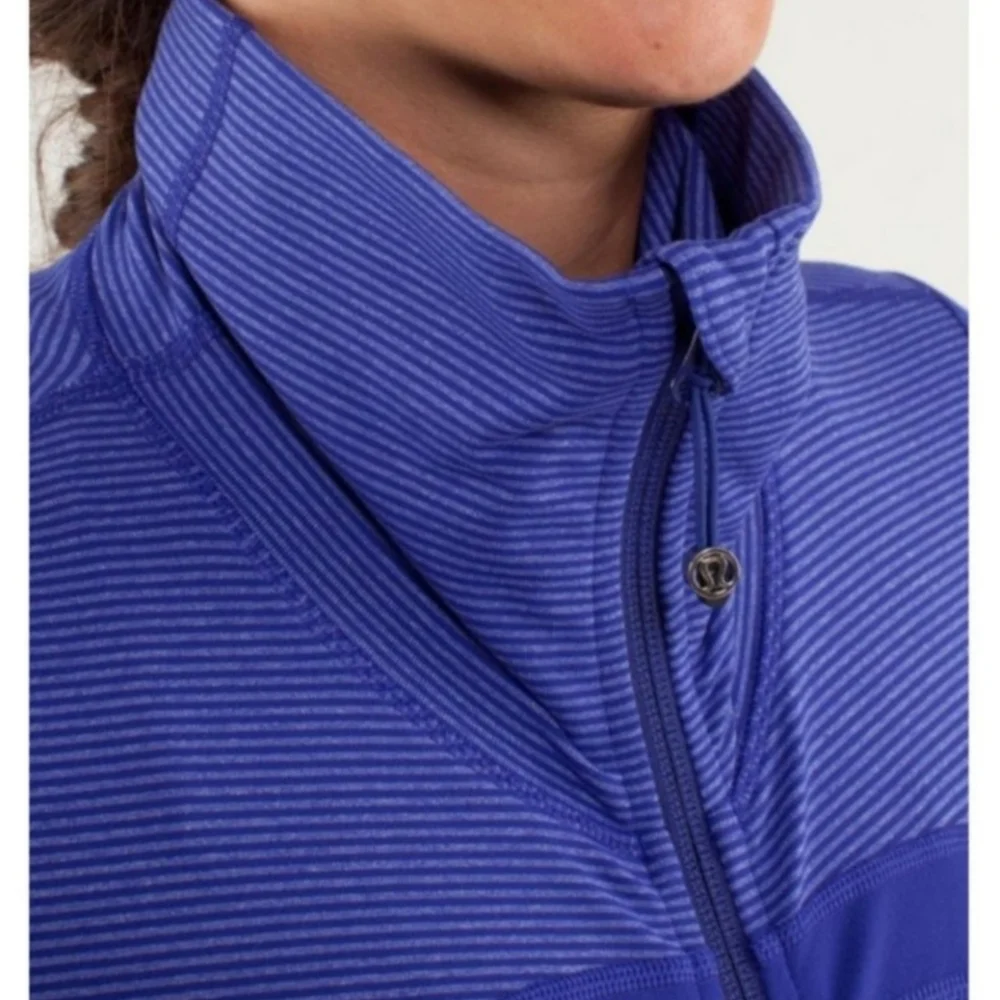 Lululemon Athletica Pigment Blue/Purple Tonka Stripe In Stride Jacket - 8 - Picture 3 of 14